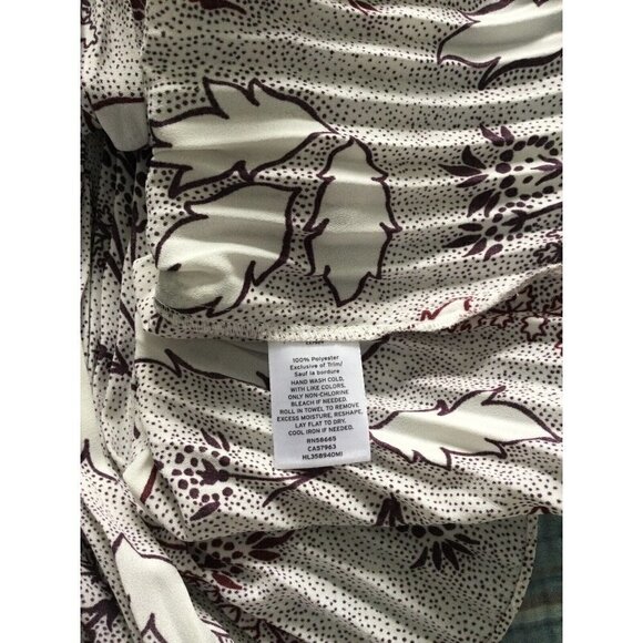 Chelsea 28 Pleated Cami Spaghetti Strap Tank Swing Top White Brown Pattern Sz S - Picture 5 of 5